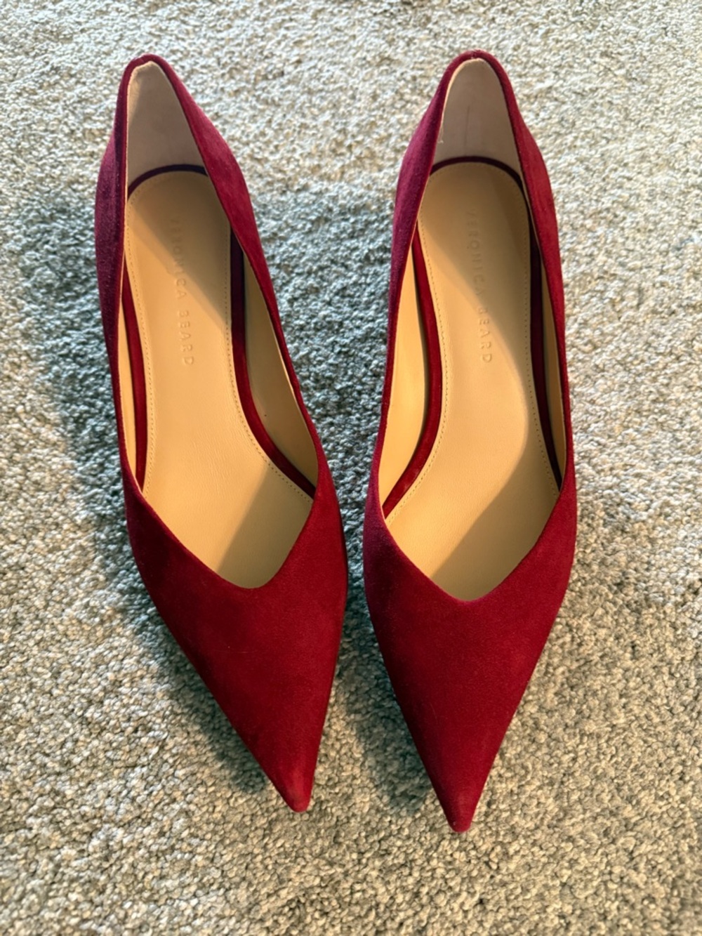 Veronica Beard Burgundy Suede Pointed-Toe Pumps
